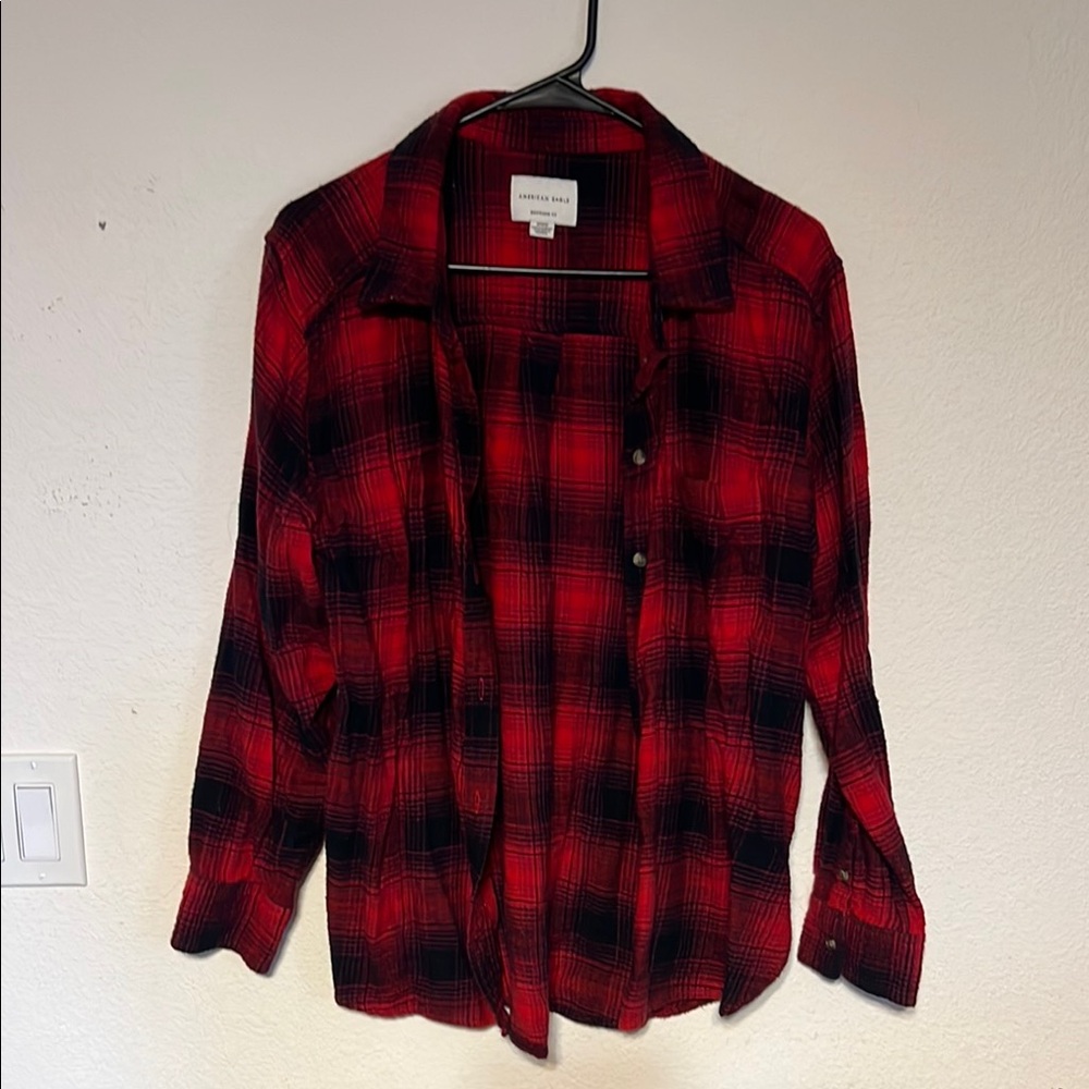 American Eagle Outfitters Red and Black Plaid Shirt